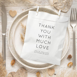 Minimalist Thank You Names Date Wedding Favour Bags