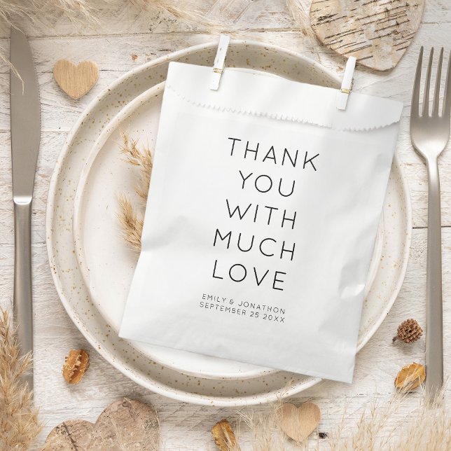 Minimalist Thank You Names Date Wedding Favour Bags (Creator Uploaded)