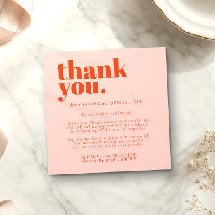 Minimalist Thank You Orange Pink Enclosure Card