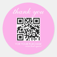 Minimalist Thank You QR Code Script Pink