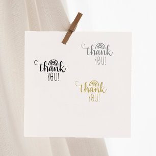 Minimalist Thank You, Rainbow Rubber Stamp