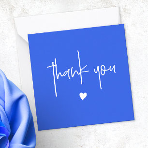 Minimalist Thank You Royal Blue Heart Compact Card