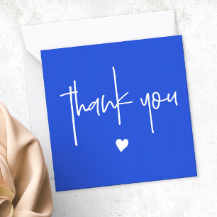 Minimalist Thank You Royal Blue Heart Compact Card