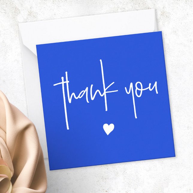 Minimalist Thank You Royal Blue Heart Compact Card (Creator Uploaded)