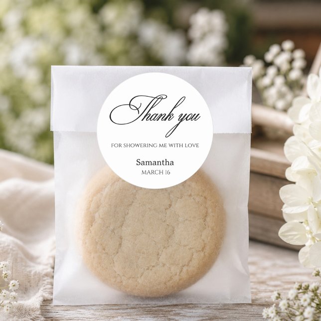 Minimalist Thank You Script Classic Round Sticker (Minimalist Thank You Script Classic Round Sticker)