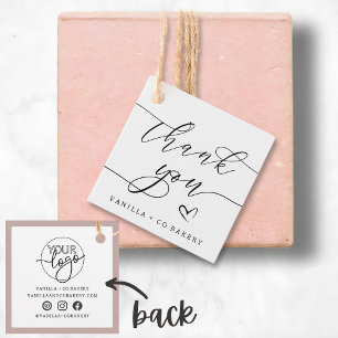Minimalist Thank You Script Custom Logo Socials Favour Tags