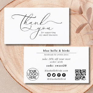 Minimalist Thank You Script Small Business Coupon Business Card