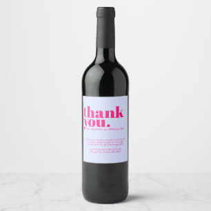 Minimalist Thank You simple elegant Lilac Pink Wine Label