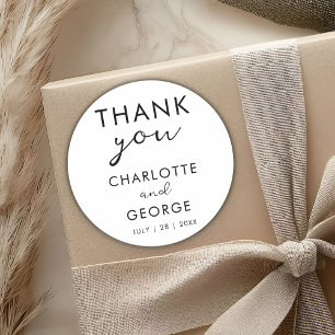 Minimalist Thank You Wedding Classic Round Sticker