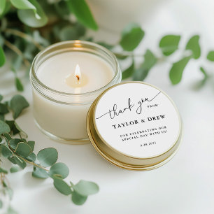 Minimalist Thank You Wedding Favor Classic Round Sticker