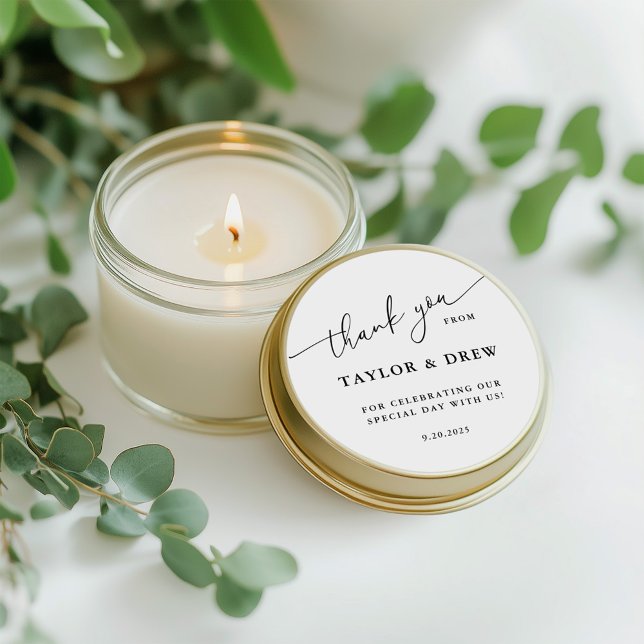 Minimalist Thank You Wedding Favour Classic Round Sticker (Minimalist Thank You Wedding Favor Classic Round Sticker)