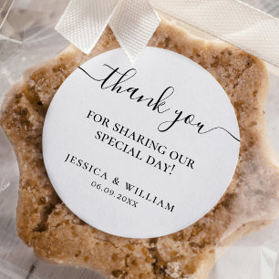 Minimalist Thank You Wedding Favour Classic Round Sticker