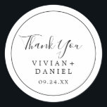 Minimalist Thank You Wedding Favour Sticker<br><div class="desc">These minimalist thank you wedding favour stickers are perfect for a simple wedding reception. The modern romantic design features classic black and white typography paired with a rustic yet elegant calligraphy with vintage hand lettered style. Customisable in any colour. Keep the design simple and elegant, as is, or personalise it...</div>