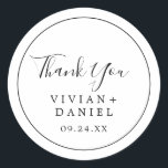 Minimalist Thank You Wedding Favour Sticker<br><div class="desc">These minimalist thank you wedding favour stickers are perfect for a simple wedding reception. The modern romantic design features classic black and white typography paired with a rustic yet elegant calligraphy with vintage hand lettered style. Customisable in any colour. Keep the design simple and elegant, as is, or personalise it...</div>