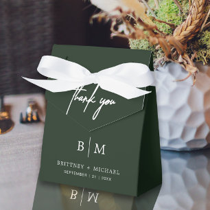 Minimalist Thank You Wedding Forest Green Favour Box