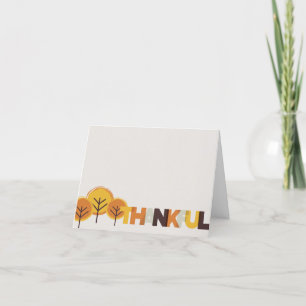 Minimalist Thankful Duo Tone Geometric Trees Thank You Card