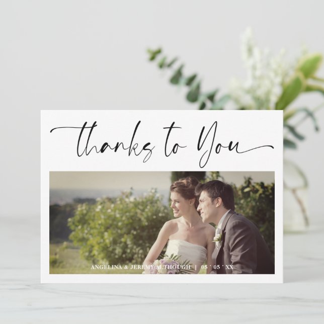 Minimalist Thanks to You Custom Photo Wedding (Standing Front)