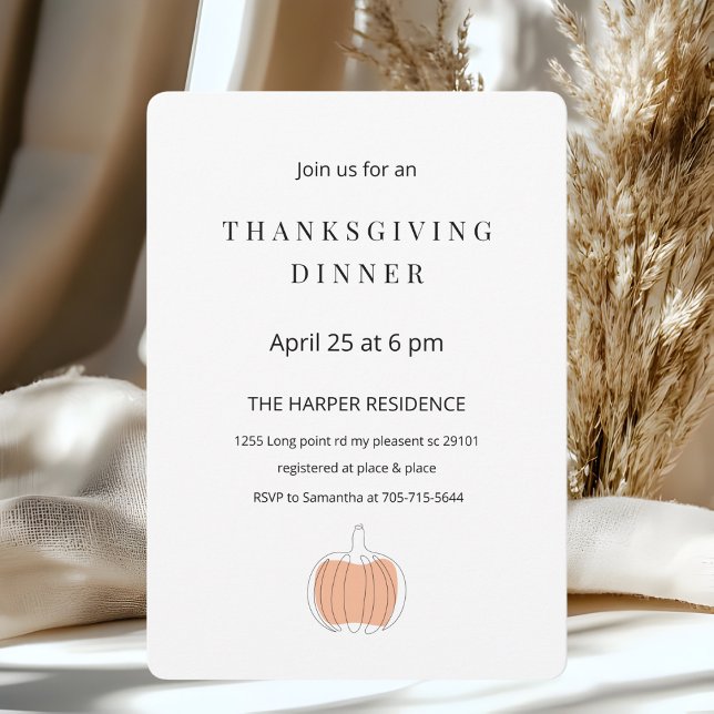Minimalist Thanksgiving Dinner  Invitation (Creator Uploaded)