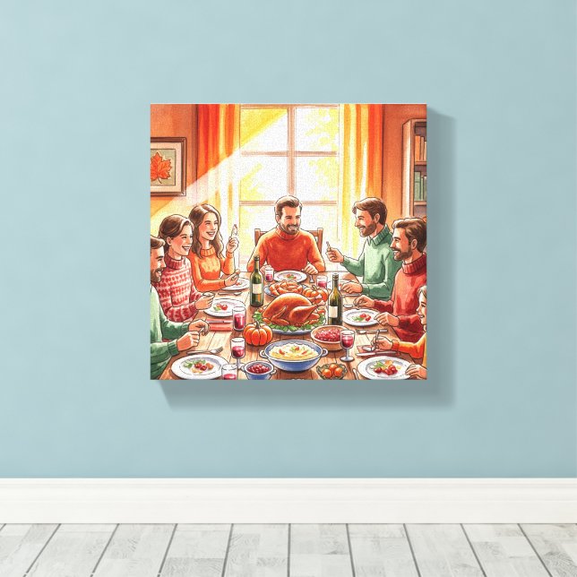 Minimalist Thanksgiving Dinner Wall Art – Modern A (Insitu(Wood Floor))