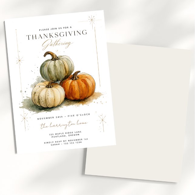 Minimalist Thanksgiving Gathering Pumpkin Invitation (Creator Uploaded)