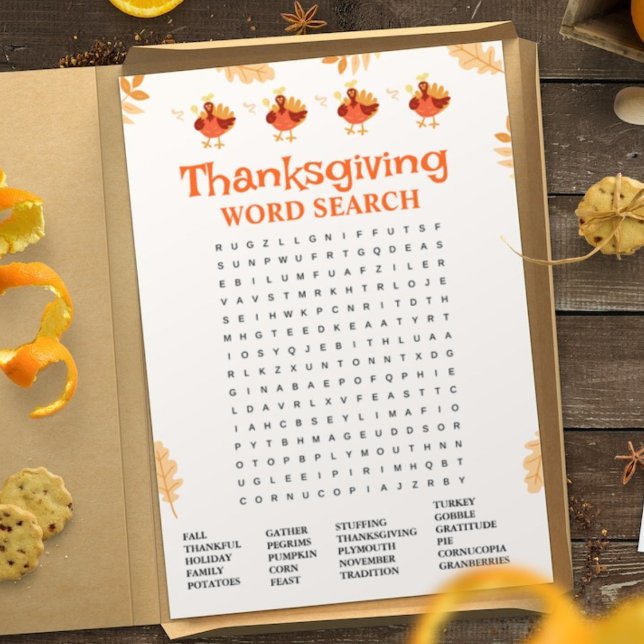 Minimalist Thanksgiving word Search game card (Creator Uploaded)