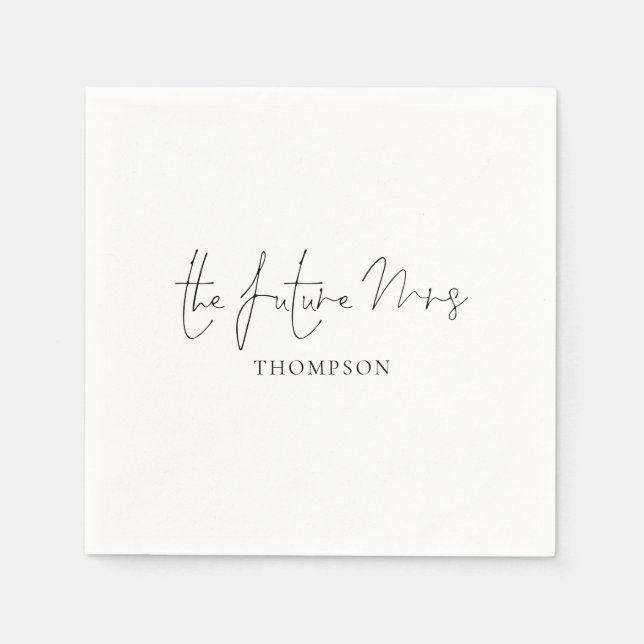 Minimalist The Future Mrs Name Bridal Shower Napkin (Front)