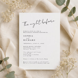 Minimalist The Night Before Rehearsal Dinner Invitation