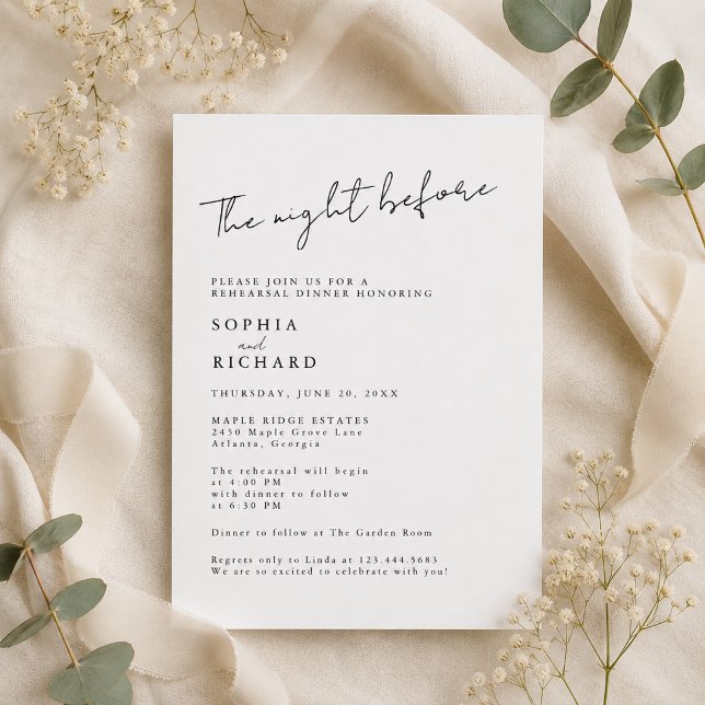 Minimalist The Night Before Rehearsal Dinner Invitation (Creator Uploaded)