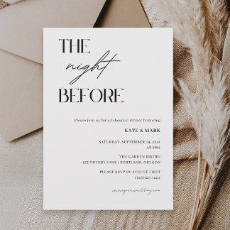 Minimalist The Night Before Rehearsal Dinner Photo Invitation