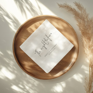 Minimalist The Night Before Script Black and White Napkin