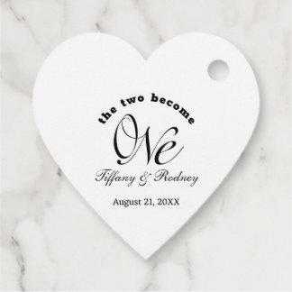 Minimalist The Two Become One Wedding Favour Tags