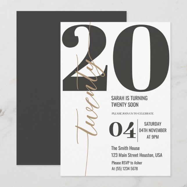 Minimalist Thirty 30th Birthday Party  Invitation (Front/Back)