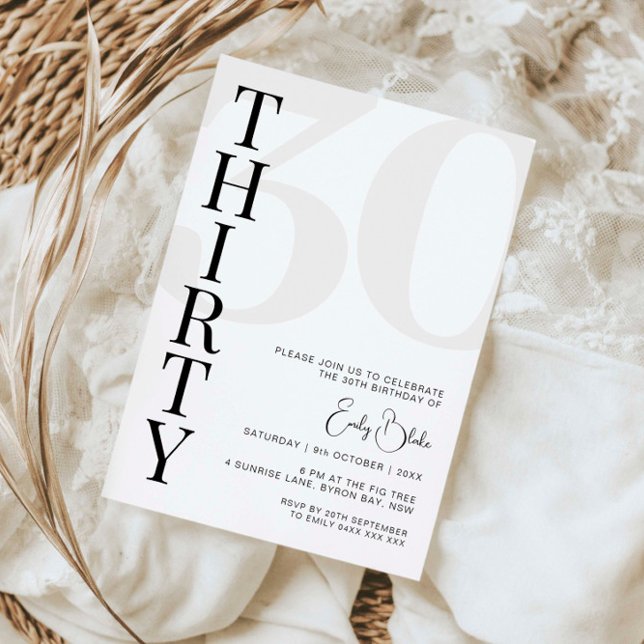 Minimalist Thirty 30th Birthday Party Invitation (Creator Uploaded)