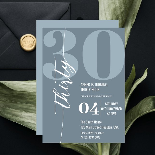 Minimalist Thirty 30th Birthday Party Invitation (Creator Uploaded)