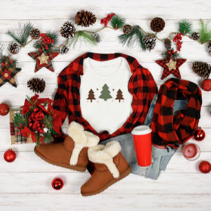 Minimalist Three Christmas Trees Design  T-Shirt