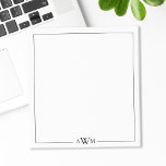 Minimalist Three Letter Monogram Notepad<br><div class="desc">Create your own personalised notepad with elegant minimalist monogram three letter initials and simple thin line border in black colour.</div>