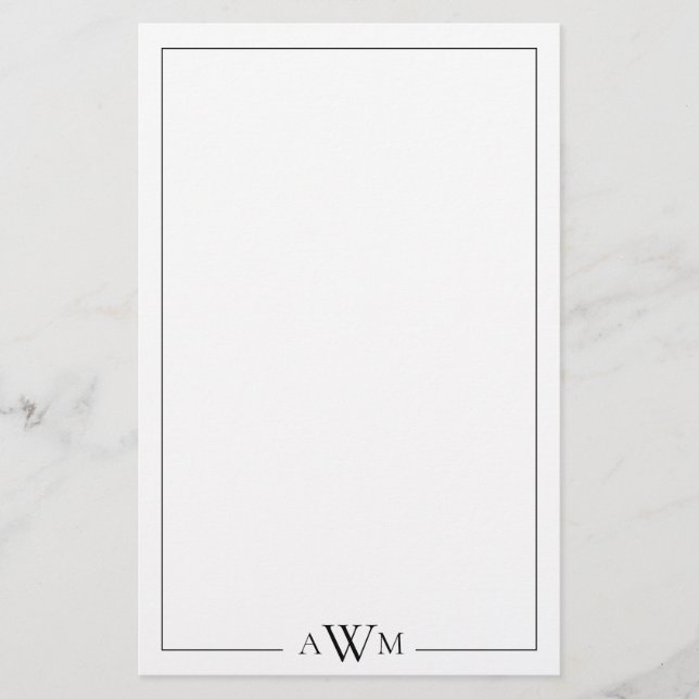 Minimalist Three Letter Monogram Stationery (Front)