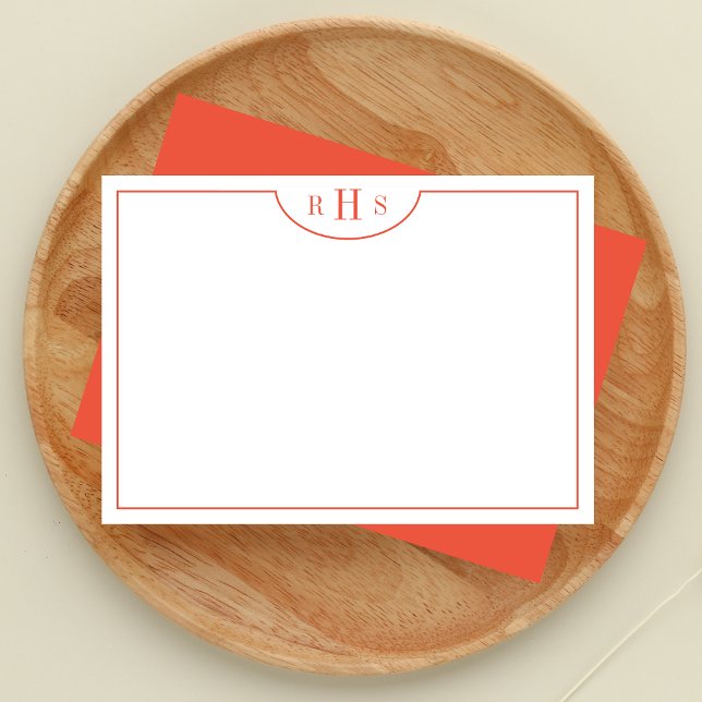 Minimalist Three Monogram One Border | orange Card (Creator Uploaded)