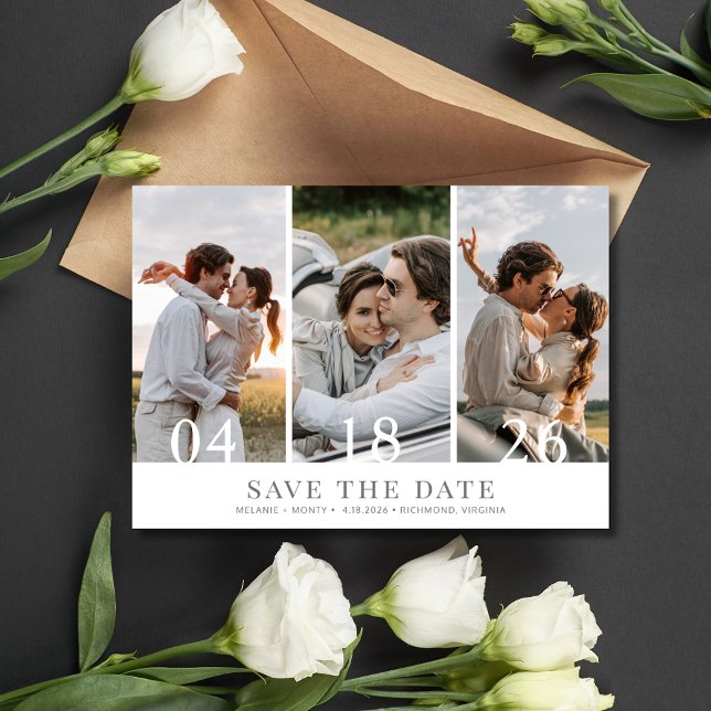 Minimalist Three Photo Wedding Save the Date (Minimalist Three Photo Wedding Save the Date)