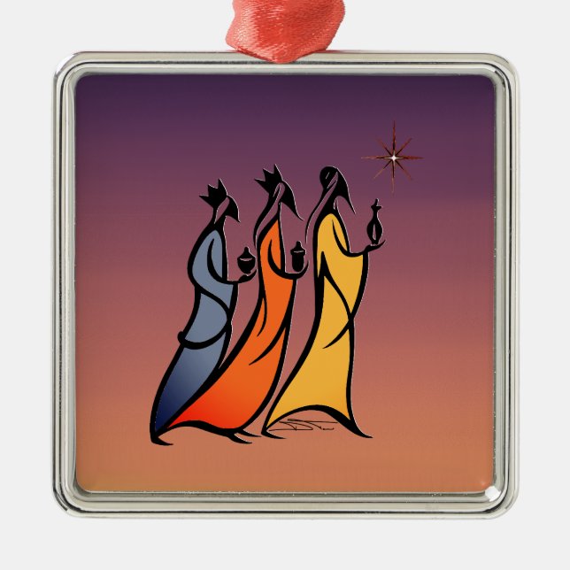 Minimalist Three Wise Men Metal Tree Decoration (Front)