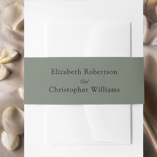 Minimalist Thyme Green Typography Wedding Invitation Belly Band