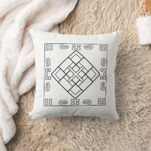 Minimalist Tibetan Symbol Pillow Boho Zen Home D