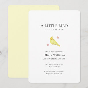 Minimalist Tiny Floral Bird Baby Shower  Invitation