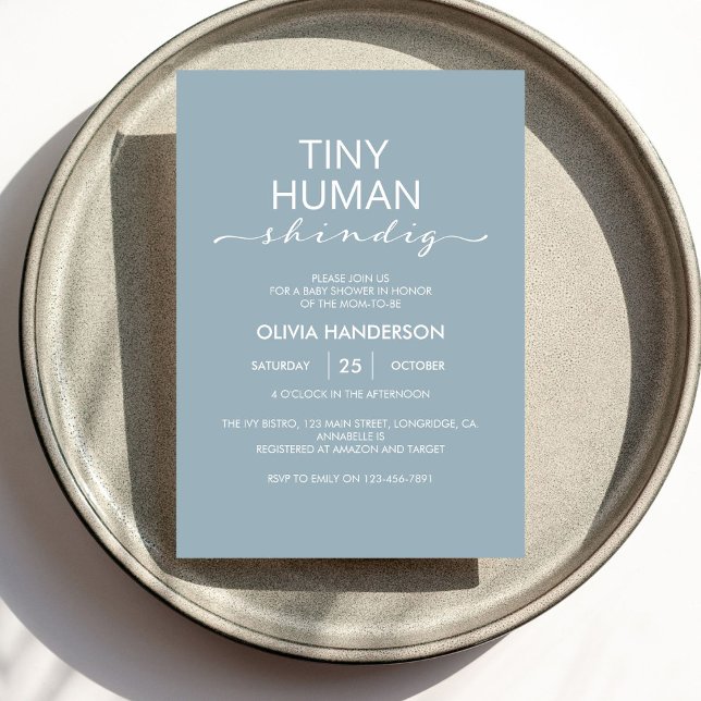  Minimalist Tiny Human Shindig Baby Shower Invitation (Creator Uploaded)