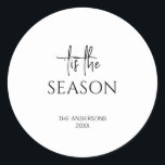 Minimalist Tis The Season Christmas Holiday Classic Round Sticker<br><div class="desc">Minimalist Tis The Season Christmas Holiday Classic Round Sticker. Personalise the custom text above. The background colours used in this collection can be customised as well. You can find additional coordinating items in our "Minimalist Collection of Holiday Sentiments"</div>
