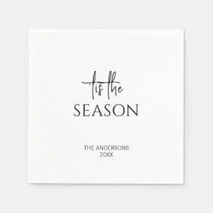 Minimalist Tis The Season Christmas Holiday Napkin