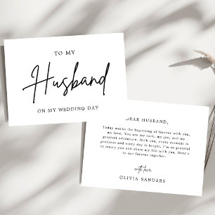 Minimalist To My Husband On My Wedding Day Thank You Card