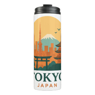Minimalist Tokyo Japan Travel Thermal Tumbler 