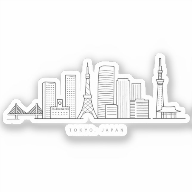 Minimalist Tokyo Skyline Illustration (Front)
