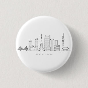 Minimalist Tokyo Skyline Illustration 3 Cm Round Badge